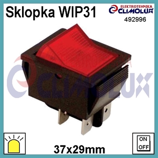 Sklopka VAGA-WIP31 ON-OFF, crvena, svijetleća