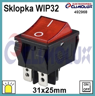 Sklopka VAGA-WIP32 ON-OFF, crvena, (0-I) svijetleća