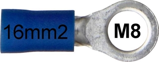 Stopica okasta izolirana 16 mm2 M8 plava