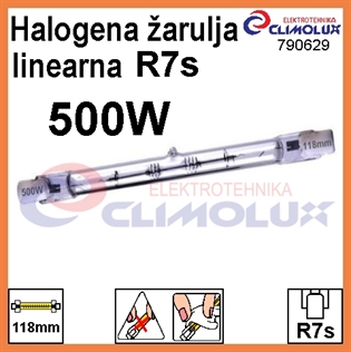 Žarulja halogena R7s 500W ,linearna, E, 118mm