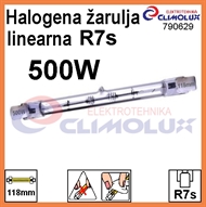 Žarulja halogena R7s  500W ,linearna, E, 118mm