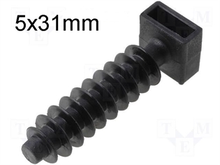 Tipla sa nosačem 5x31mm za kabelske vezice, crna