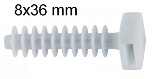 Tipla sa nosačem 8x36mm za kabelske vezice, bijela