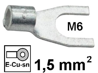 Neizolirana viličasta stopica 1,5mm2 M6
