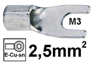 Neizolirana viličasta stopica 2,5mm2 M3
