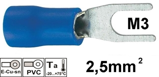 Izolirana viličasta stopica 2,5mm2 M3 , plava