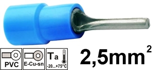 Izolirana igličasta stopica 2,5mm2 , plava