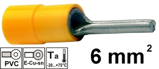 Izolirana igličasta stopica 6mm2 , žuta