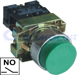 Tipkalo izdignuto TP22BL NOx1, na metalnoj osnovi, zeleno