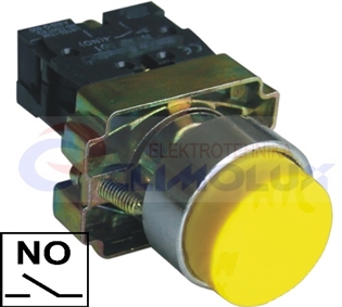 Tipkalo izdignuto TP22BL NOx1, na metalnoj osnovi, žuto