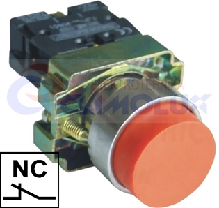 Tipkalo izdignuto TP22BL NCx1, na metalnoj osnovi, crveno