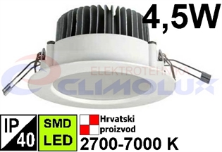 LED downlighter DL 4,5W, SMD, bijeli