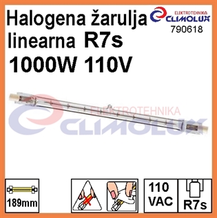 Žarulja halogena R7s 1000W ,110V ,linearna, 189mm
