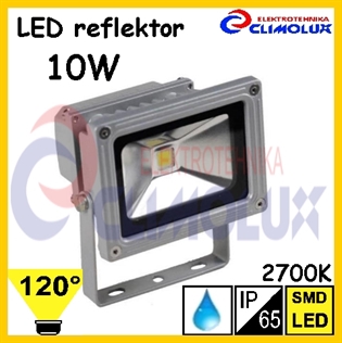 LED reflektor 10W SMD-TGD, 2700K, sivi, IP65