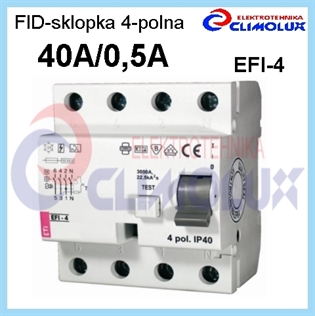 Zaštitna strujna sklopka FID 4-polna 40A/0,5A EFI-4