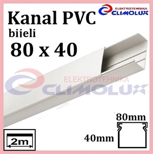 Elektroinstalacijski PVC kanal 80 x 40 bijeli 2m