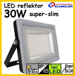 LED reflektor 30W SMD-Slim, 6500K, crno-sivi, IP65