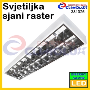 Svjetiljka nadgradna, sjajni raster 2xT8 G13 za LED cijevi