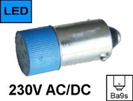 Signalna žarulja LED Ba9s 230V AC/DC; plava
