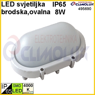 LED brodska svjetiljka 8W ovalna, metalna IP65