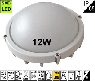 LED brodska svjetiljka 12W okrugla, metalna IP65