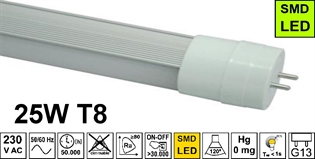 LED svjetlosna cijev T8 25W 3000K matirana, 1500mm