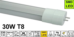 LED svjetlosna cijev T8 30W 6200K matirana, 1500mm