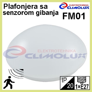 Plafonjera sa senzorom pokreta, FM01, 1xE27, IP44