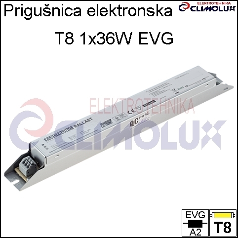 Electronic ballasts for fluorescent tube T8 1x36W EVG FV CLIMOLUX elektrotehnika
