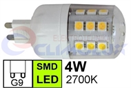 LED žarulja G9 4W, valjak, 2700K