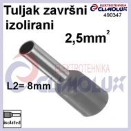 Završni tuljak izolirani  2,5/ 8 sivi