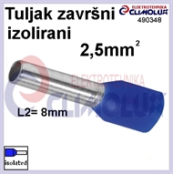 Završni tuljak izolirani  2,5/ 8 plavi