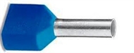 Twin-End sleeve insulated 2x 2,5/10 blue