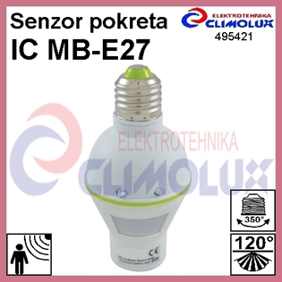 Motion sensor adapter MB-E27I for E27 sockets, PIR