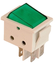 Wippschalter ON-OFF, 2-polig, 37x29, grün, beleuchtet