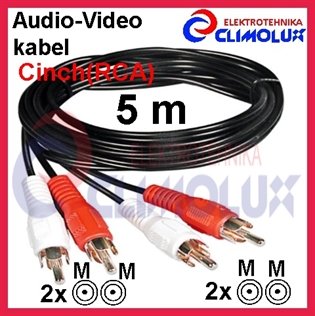 Audio-Video-Kabel 2xChinch(RCA)-Stecker auf 2xChinch(RCA)-Stecker, 5m