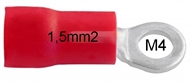 Ring terminal insulated  1,5mm2 M4 red