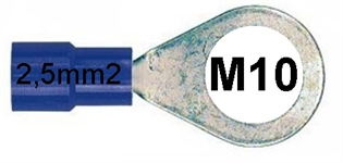Stopica okasta izolirana 2,5mm2 M10 plava