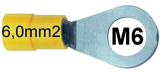 Stopica okasta izolirana 6,0mm2 M6 žuta