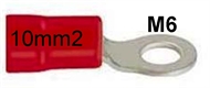 Stopica okasta izolirana  10 mm2 M6 crvena