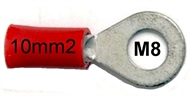 Stopica okasta izolirana  10 mm2 M8 crvena