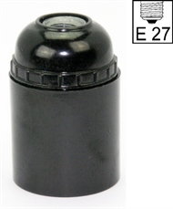 Socket E27 ,bakelite, screw contact, black