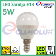 LED žarulja E14 kugla 5W , 2700K, A45