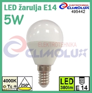 LED žarulja E14 kugla 5W , 4000K, A45