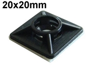 Self-adhesive socket LJ4 20x20mm for cable ties, 4-way, black