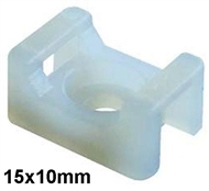 Screw type socket VJ2 15x10mm for cable ties, 2-way, white