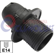 Socket lampholder E14 with external thread, scerwless - black
