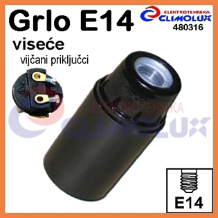 Grlo E14 viseće, vijčano, crno