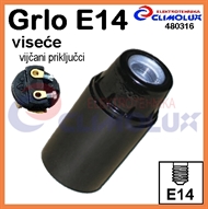 Socket lampholder E14 plain skirt, screw contact, black