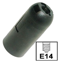 Socket lampholder E14 plain skirt, screwless contact, black